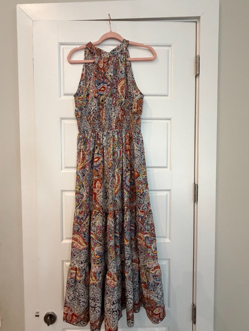Paisley Halter Maxi Dress – Smocked Waist Boho Dress